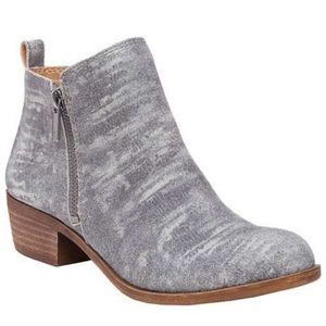 Lucky Brand Basel Ankle Boots Booties Zipper Grey